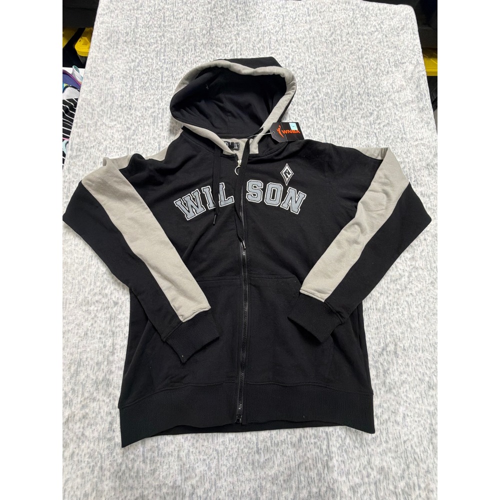 WNBA A'ja Wilson Las Vegas Aces FISLL Full Zip Hoodie Black Grey WW4F4504H Small